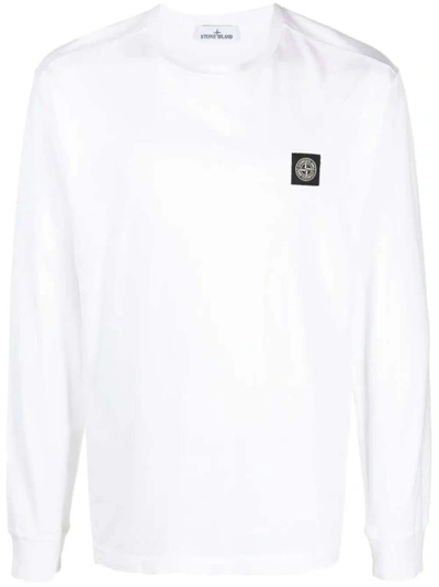 Stone Island Compass-patch White Long-sleeve T-shirt