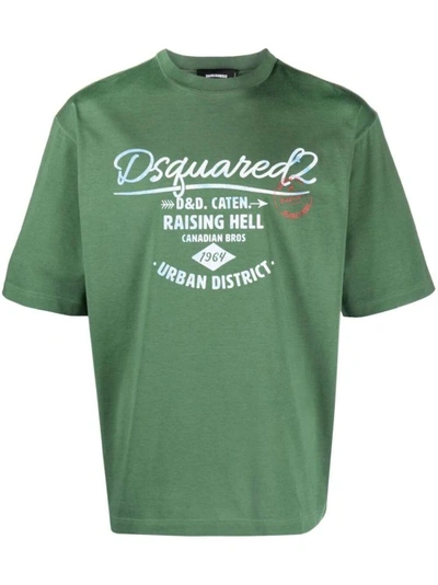 Dsquared2 Logo-print Green Cotton T-shirt