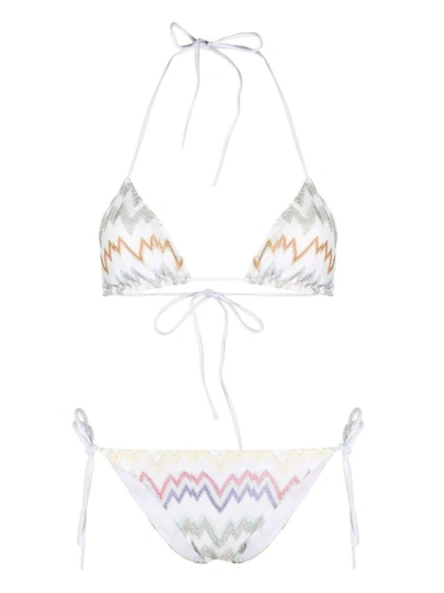 Missoni Zig-zag-woven Triangle Bikini In White