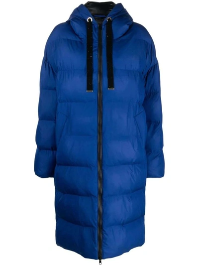 Lorena Antoniazzi Hooded Zip-up Padded Coat In Blue