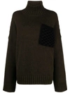 JW ANDERSON ROLL-NECK FOREST GREEN  RIBBED KNITWEAR JUMPER