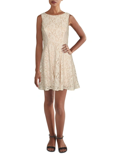 Speechless Juniors Womens Lace Fit & Flare Mini Dress In Gold