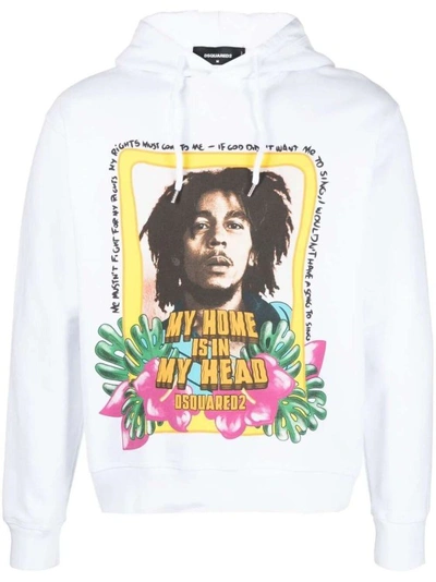 Dsquared2 Slogan-print Cotton Hoodie In White