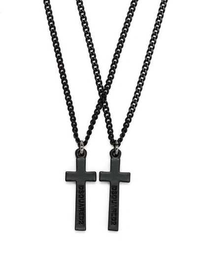 Dsquared2 Layered Cross Pendant Necklace In Red