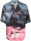 Dsquared2 Palm Tree-print Short-sleeved Shirt In Grey