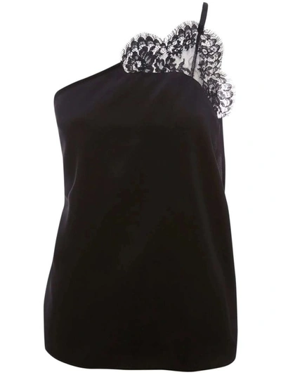 Jw Anderson One Shoulder Lace Blouse In Black