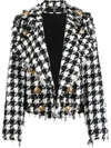 Balmain White & Black Double-breasted Jacket In Grey