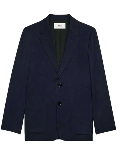 AMI ALEXANDRE MATTIUSSI TAILORED SINGLE-BREASTED NAVY BLUE BLAZER