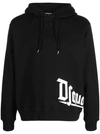 Dsquared2 Cotton Hoodie With Gothic Print Logo In Black