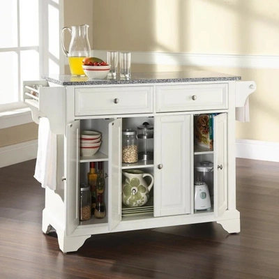 CROSLEY FURNITURE LAFAYETTE FULL SIZE KITCHEN ISLAND WITH SOLID GRAY GRANITE TOP