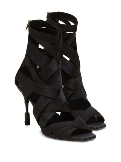 Balmain Moneta Strappy Sandals In Noir