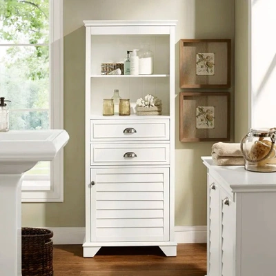 Crosley Furniture Lydia 60-inch Tall Bathroom Cabinet In White