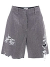 Jw Anderson Distressed Embellished Denim Shorts In Grey