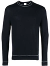 Eleventy Stripe-detail Wool Sweatshirt In Black