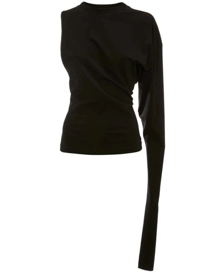 Jw Anderson Asymmetric Cutout One-sleeve Top In Black