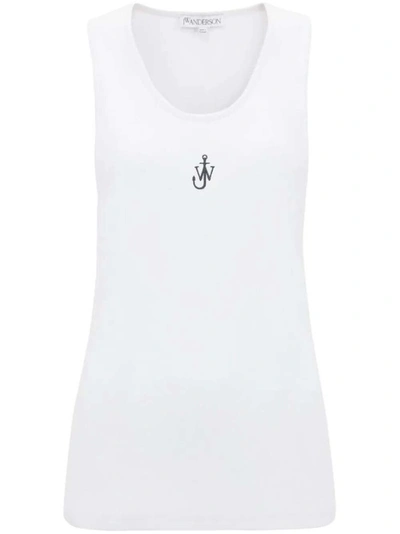 JW ANDERSON LOGO-EMBROIDERED COTTON TANK TOP