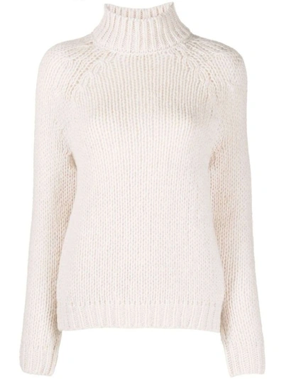 Peserico Mock-neck Chunky-knit Jumper In Neutrals