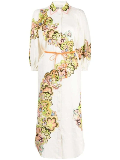 Alemais Floral-print Button-down Dress In Neutrals
