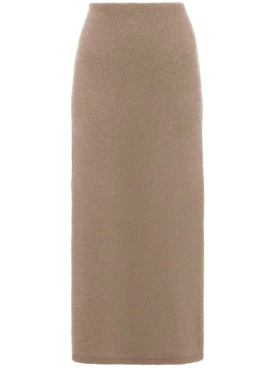 Jw Anderson Side-slit Tube Skirt In Brown