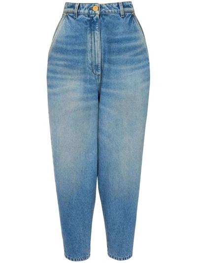 Balmain Tapered Wide-leg Jeans In Bleu Jean