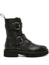 DOUCAL'S BUCKLED LACE-UP LEATHER BOOTS