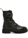 Doucal's Buckled Lace-up Leather Boots In Black