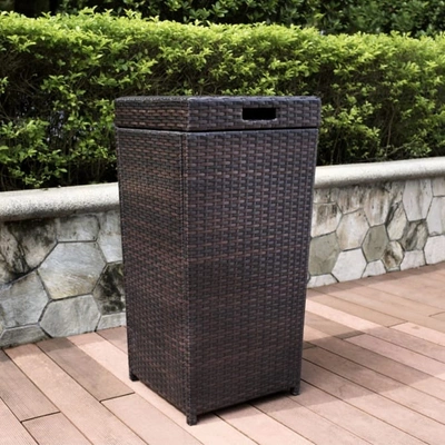 Crosley Furniture Palm Harbor Outdoor Wicker Trash Bin In Brown