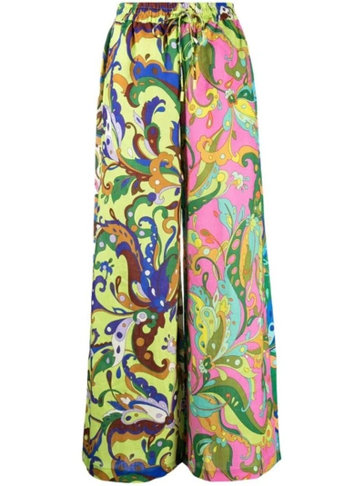 Alemais Green Yvette Paisley-print Trousers In Yellow