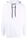Palm Angels Logo-print Drawstring Hoodie In White