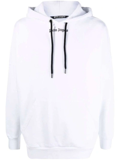 Palm Angels Logo Oversize Hoodie In White