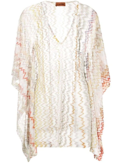 Missoni Sheer Zigzag Print Tunic In Neutrals