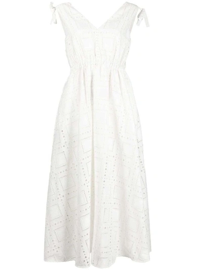 Msgm Cut Out-detail Sleeveless Midi Dress In White