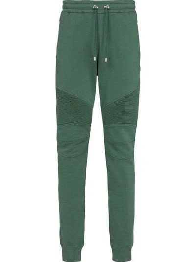 Balmain Drawstring Cotton Track Pants In Green