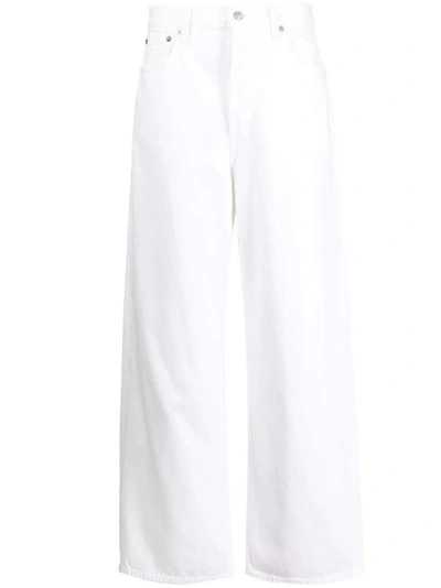Agolde Organic-cotton Wide-leg Denim Trousers In White