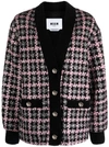 Msgm Single-breasted Tweed Jacket In Black