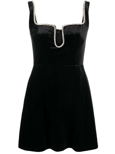 Self-portrait Rhinestone Trim Mini Dress In Black