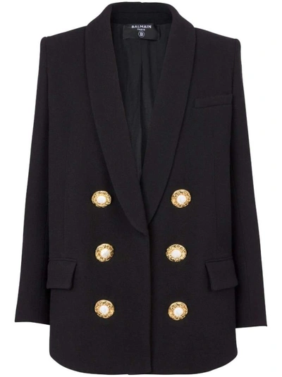 Balmain Button-fastening Double-breasted Jacket In Black