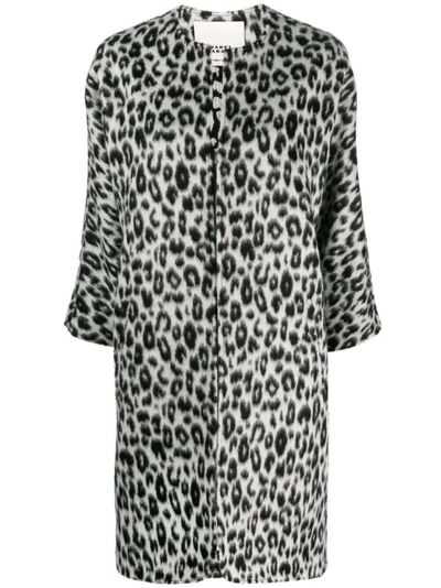 Isabel Marant Leopard-print Zip-up Coat In Grey