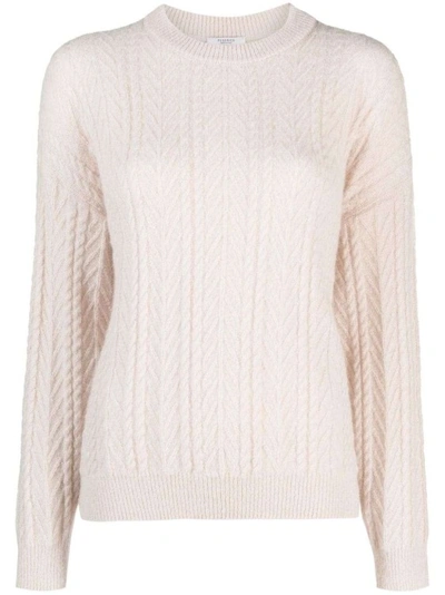 Peserico Cable-knit Pink Wool-blend Knitwear Jumper In Neutrals