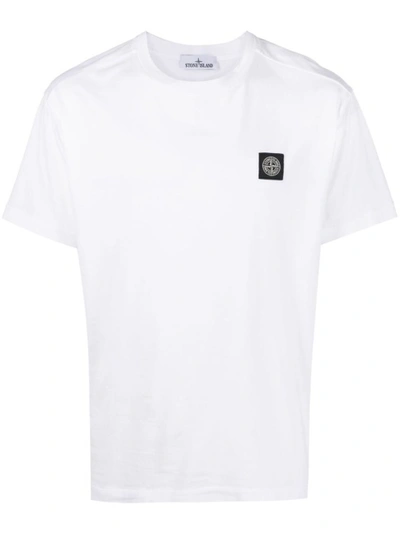 Stone Island Compass Motif Cotton T-shirt In White
