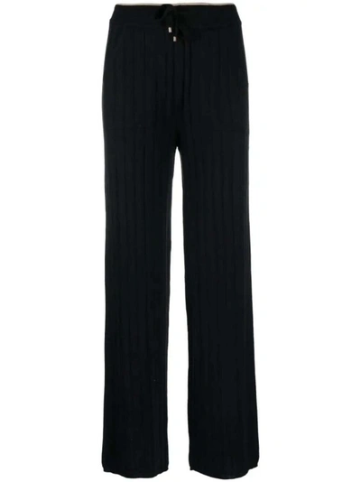 Lorena Antoniazzi Logo-patch Knitted Wide-leg Trousers In Black