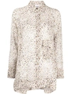 Ganni Floral-print Long-sleeve Shirt In Neutrals