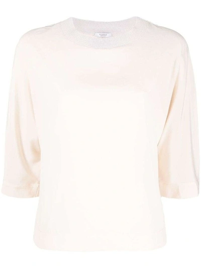 Peserico Bead-embellished Half-sleeve Top In Neutrals