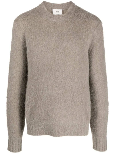 Ami Alexandre Mattiussi Brushed Crew-neck Jumper In Grey