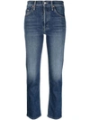 MOTHER HIGH-RISE CROPPED SKINNY DENIM JEANS
