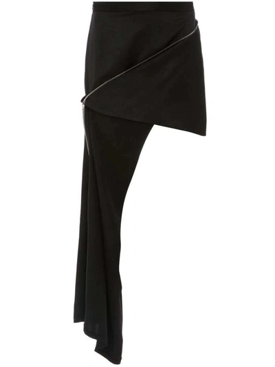 Jw Anderson Asymmetric Zip-detailed Satin Mini Skirt In Black