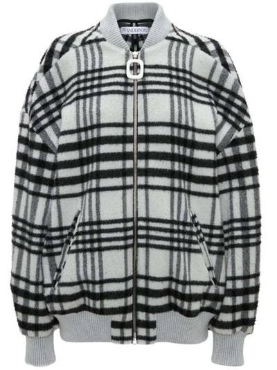 Jw Anderson Check-print Bomber Jacket In Grey