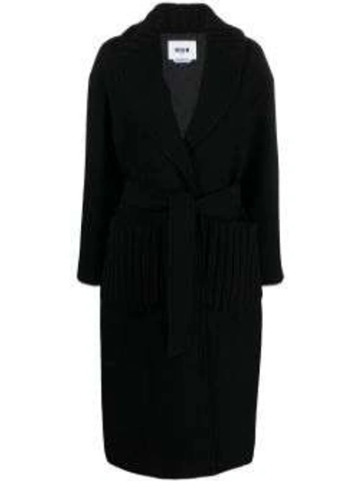 Msgm Single-breasted Button-fastening Coat In Black