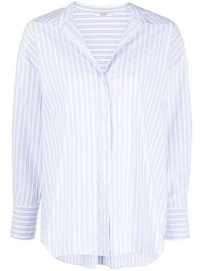 Peserico Striped Long-sleeve Shirt In Blu