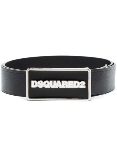 Dsquared2 Logo-buckle Leather Belt In Black
